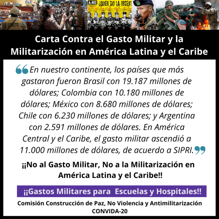 Carta Contra el Gasto Militar y la Militarización en América Latina y el Caribe