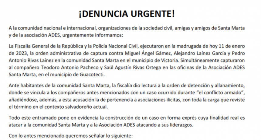 Capturan a 5 líderes comunitarios en Santa Marta 